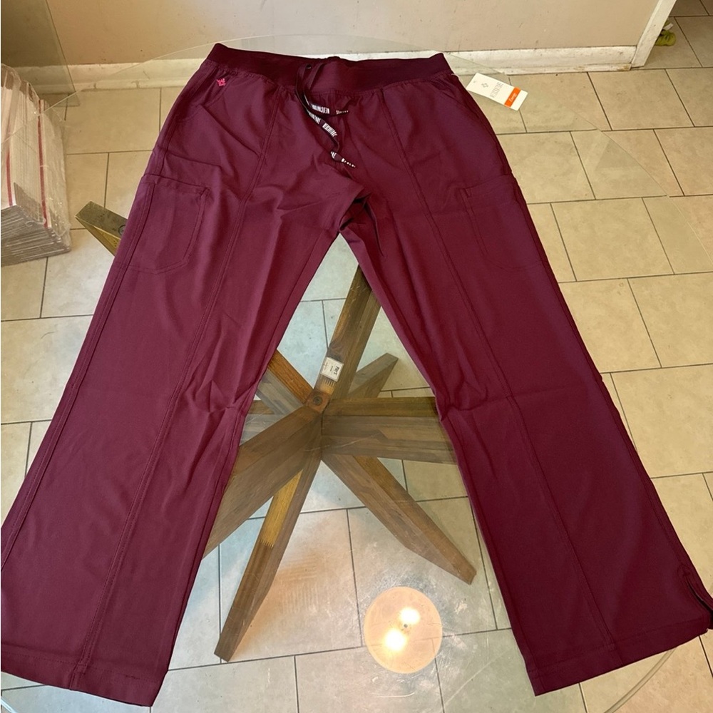Size Large Wine Med Couture Energy Collection Scrub Pants NWT